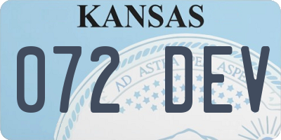 KS license plate 072DEV