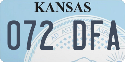 KS license plate 072DFA