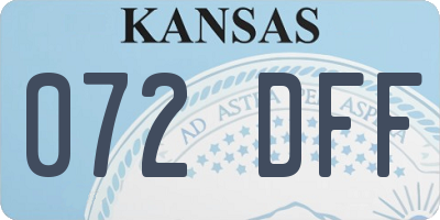 KS license plate 072DFF