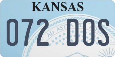 KS license plate 072DOS