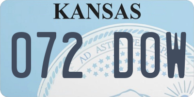 KS license plate 072DOW
