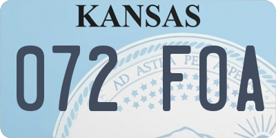 KS license plate 072FOA