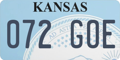 KS license plate 072GOE