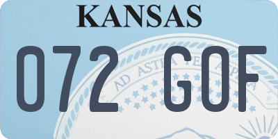 KS license plate 072GOF
