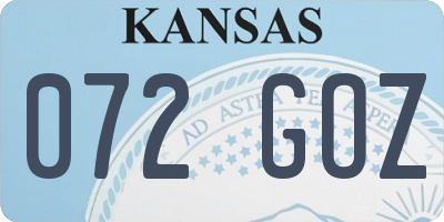 KS license plate 072GOZ