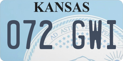 KS license plate 072GWI
