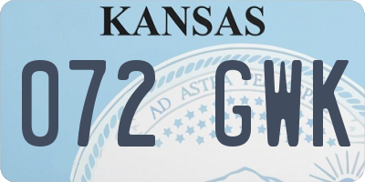 KS license plate 072GWK