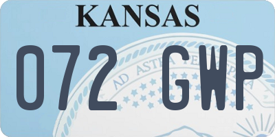 KS license plate 072GWP