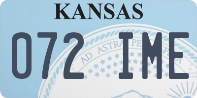 KS license plate 072IME