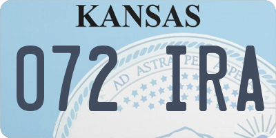 KS license plate 072IRA