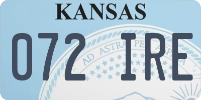 KS license plate 072IRE
