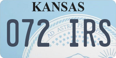 KS license plate 072IRS