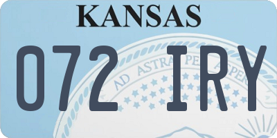 KS license plate 072IRY