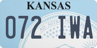 KS license plate 072IWA