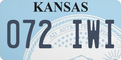 KS license plate 072IWI