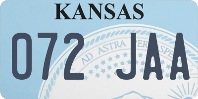 KS license plate 072JAA