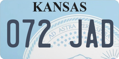 KS license plate 072JAD