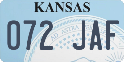 KS license plate 072JAF