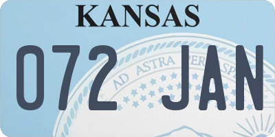 KS license plate 072JAN