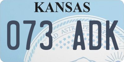 KS license plate 073ADK