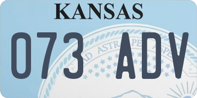 KS license plate 073ADV