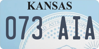 KS license plate 073AIA