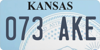 KS license plate 073AKE