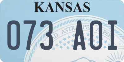 KS license plate 073AOI