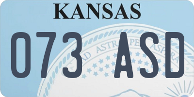 KS license plate 073ASD