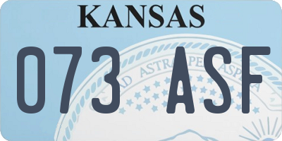 KS license plate 073ASF