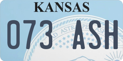 KS license plate 073ASH