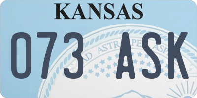 KS license plate 073ASK