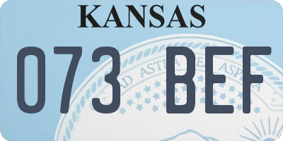 KS license plate 073BEF