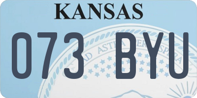 KS license plate 073BYU