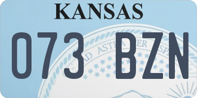 KS license plate 073BZN