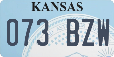 KS license plate 073BZW