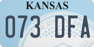KS license plate 073DFA