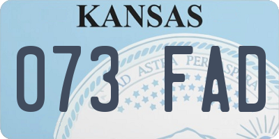 KS license plate 073FAD