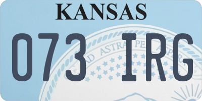 KS license plate 073IRG