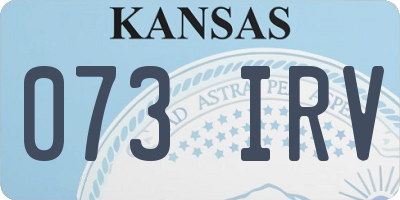 KS license plate 073IRV