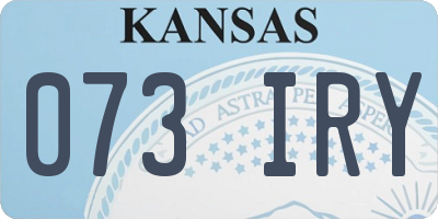 KS license plate 073IRY