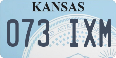 KS license plate 073IXM
