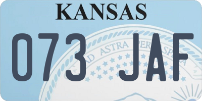 KS license plate 073JAF