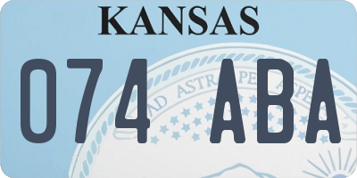 KS license plate 074ABA