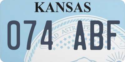 KS license plate 074ABF