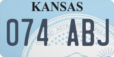 KS license plate 074ABJ