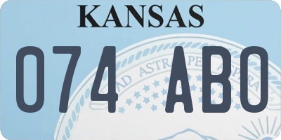 KS license plate 074ABO