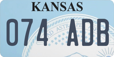 KS license plate 074ADB