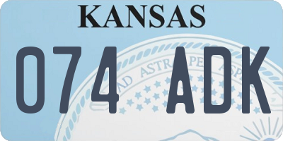 KS license plate 074ADK