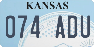 KS license plate 074ADU